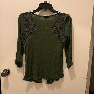 Verve Ami Olive Lace Accent Blouse